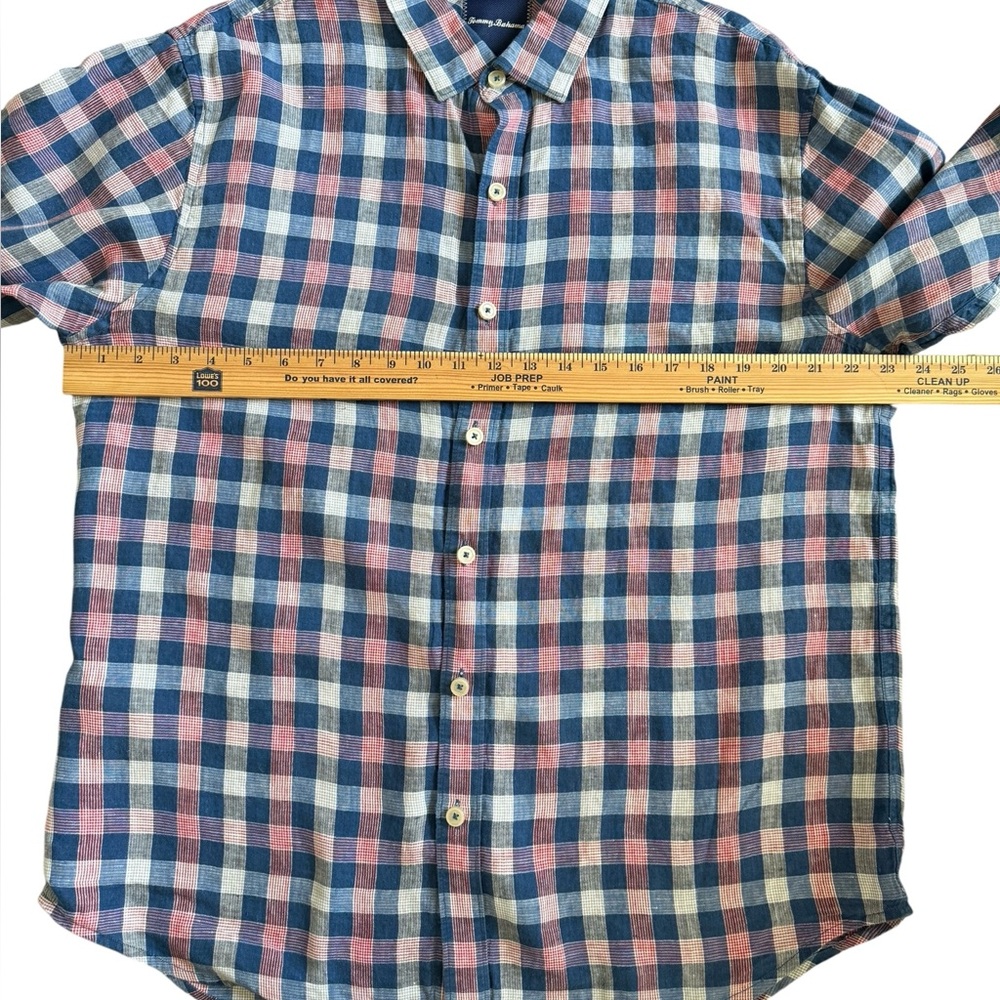 NWOT Tommy Bahama Linen Plaid Button Down Shirt Men’s Large Coastal - Picture 7 of 8